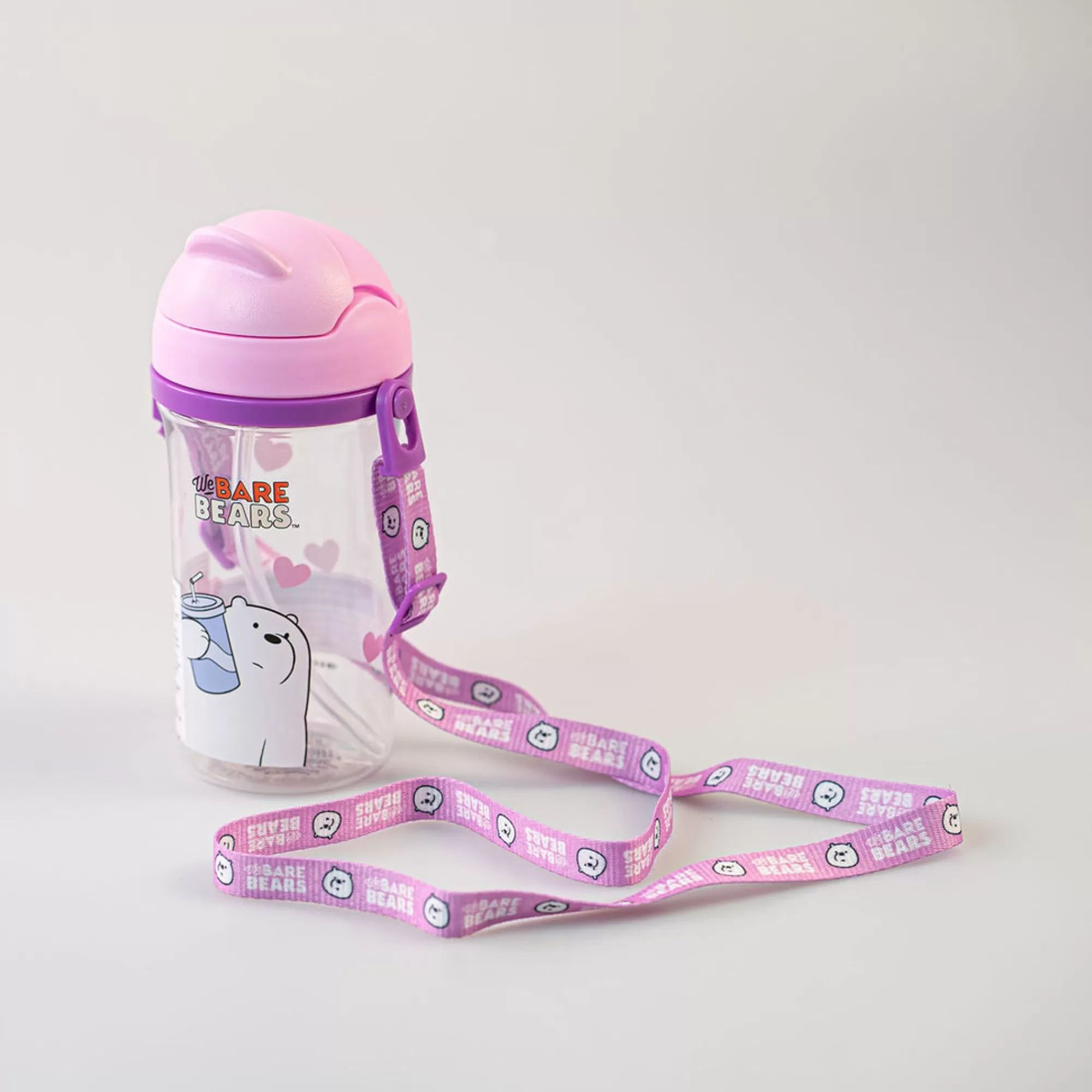 MINISO We Bare Bears-Borraccia We Bare Bears Con Tracolla - Orso Bianco