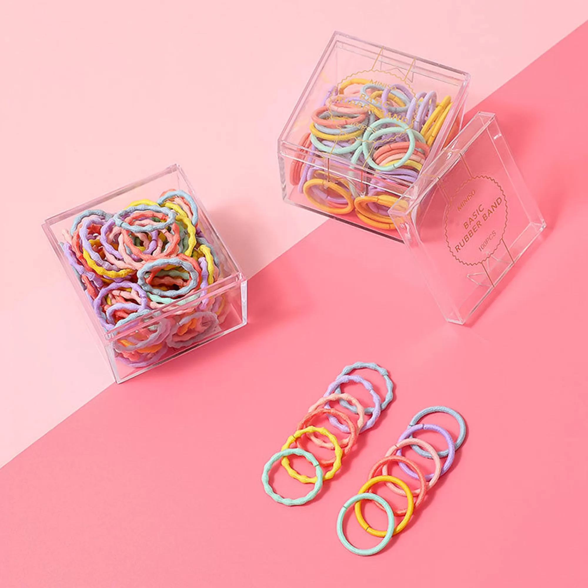MINISO Accessori Capelli-Mini Elastici Per Capelli Colorati (100Pz)